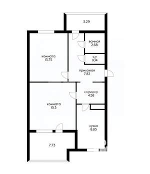 2-к квартира, вторичка, 68м2, 7/9 этаж
