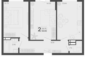 2-к квартира, вторичка, 54м2, 3/20 этаж