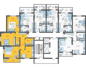 3-к квартира, строящийся дом, 82м2, 6/10 этаж