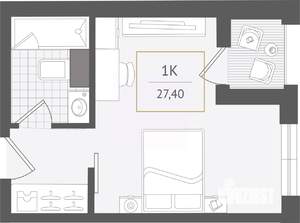 1-к квартира, вторичка, 27м2, 10/10 этаж