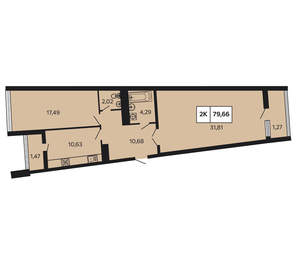 2-к квартира, вторичка, 80м2, 7/12 этаж