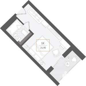 1-к квартира, вторичка, 27м2, 4/10 этаж
