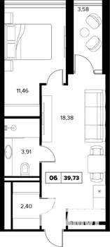 2-к квартира, вторичка, 40м2, 6/16 этаж