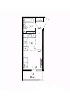 Студия квартира, вторичка, 25м2, 6/17 этаж