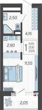 Студия квартира, строящийся дом, 24м2, 18/19 этаж