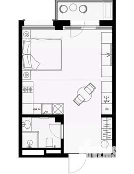 Студия квартира, вторичка, 36м2, 4/7 этаж