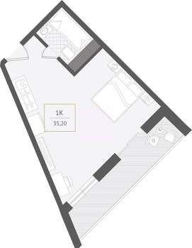 1-к квартира, вторичка, 35м2, 9/10 этаж