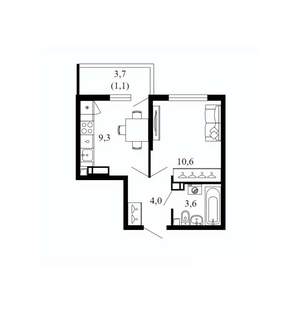 1-к квартира, вторичка, 29м2, 9/17 этаж