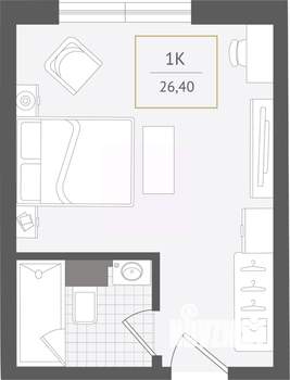 1-к квартира, вторичка, 26м2, 2/10 этаж