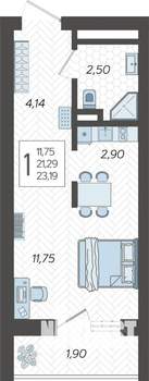 Студия квартира, вторичка, 24м2, 5/19 этаж