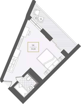 1-к квартира, вторичка, 34м2, 8/10 этаж