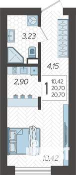 Студия квартира, строящийся дом, 21м2, 2/19 этаж