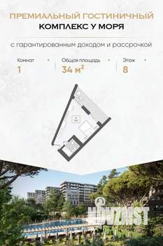 1-к квартира, вторичка, 34м2, 8/10 этаж