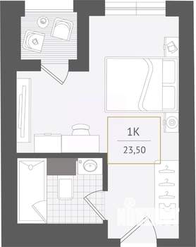 1-к квартира, вторичка, 24м2, 6/10 этаж