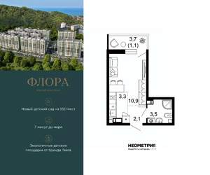 1-к квартира, вторичка, 21м2, 11/12 этаж