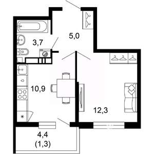1-к квартира, вторичка, 33м2, 17/17 этаж