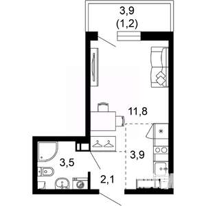 1-к квартира, вторичка, 23м2, 16/17 этаж