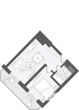 2-к квартира, вторичка, 45м2, 3/10 этаж