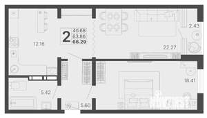 2-к квартира, строящийся дом, 64м2, 10/20 этаж