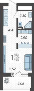 Студия квартира, строящийся дом, 24м2, 12/19 этаж