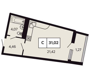 Студия квартира, вторичка, 31м2, 8/12 этаж