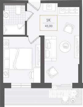 1-к квартира, вторичка, 45м2, 10/10 этаж