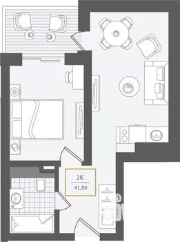 2-к квартира, вторичка, 42м2, 7/10 этаж