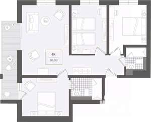 4-к квартира, вторичка, 87м2, 5/10 этаж