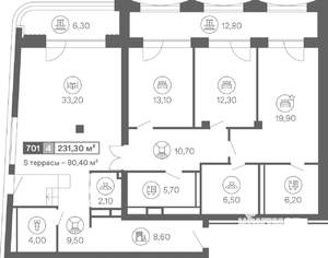 4-к квартира, вторичка, 231м2, 2/8 этаж