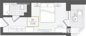 1-к квартира, вторичка, 23м2, 10/10 этаж