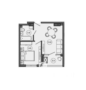 1-к квартира, вторичка, 33м2, 2/10 этаж