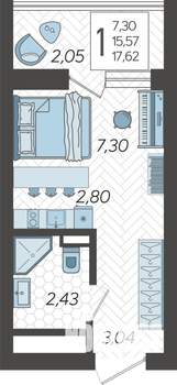 Студия квартира, строящийся дом, 18м2, 16/19 этаж