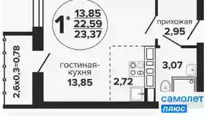Студия квартира, вторичка, 23м2, 15/24 этаж