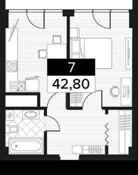 1-к квартира, вторичка, 43м2, 9/14 этаж