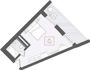 1-к квартира, вторичка, 34м2, 9/10 этаж