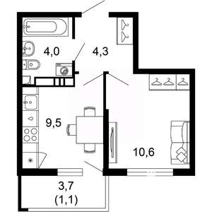 1-к квартира, вторичка, 30м2, 6/17 этаж