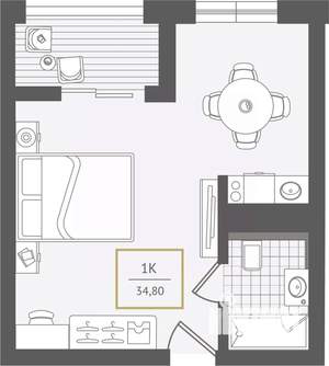 1-к квартира, вторичка, 35м2, 5/10 этаж