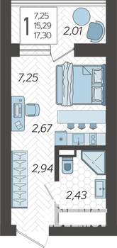 Студия квартира, строящийся дом, 17м2, 11/19 этаж