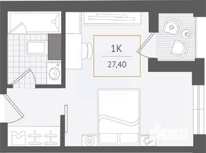 1-к квартира, вторичка, 27м2, 8/10 этаж