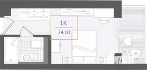 1-к квартира, вторичка, 24м2, 7/10 этаж