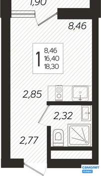 Студия квартира, вторичка, 18м2, 8/19 этаж