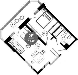 1-к квартира, вторичка, 45м2, 7/10 этаж