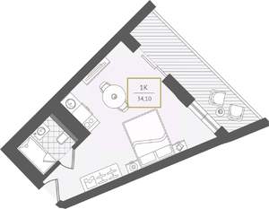 1-к квартира, вторичка, 36м2, 9/10 этаж
