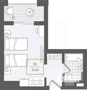 1-к квартира, вторичка, 27м2, 5/10 этаж