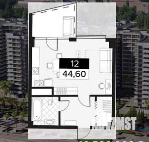 1-к квартира, вторичка, 45м2, 4/14 этаж