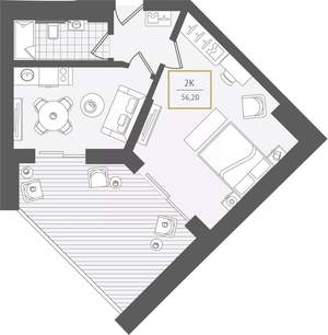 2-к квартира, вторичка, 57м2, 7/10 этаж