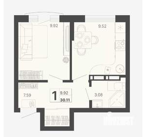 1-к квартира, вторичка, 30м2, 13/20 этаж