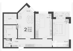 2-к квартира, вторичка, 72м2, 10/20 этаж