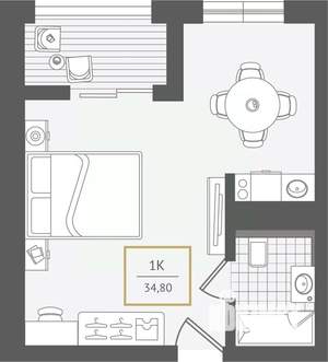 1-к квартира, вторичка, 35м2, 8/10 этаж