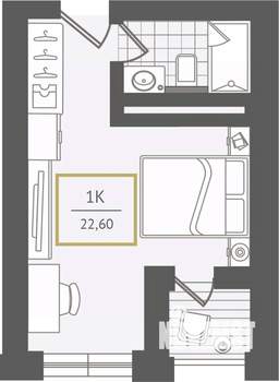 1-к квартира, вторичка, 23м2, 8/10 этаж
